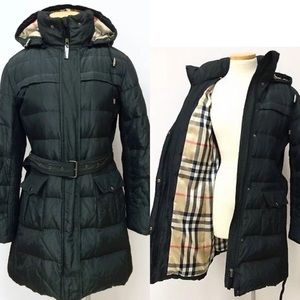 Woman BURBERRY Coat with hood Black/Large
